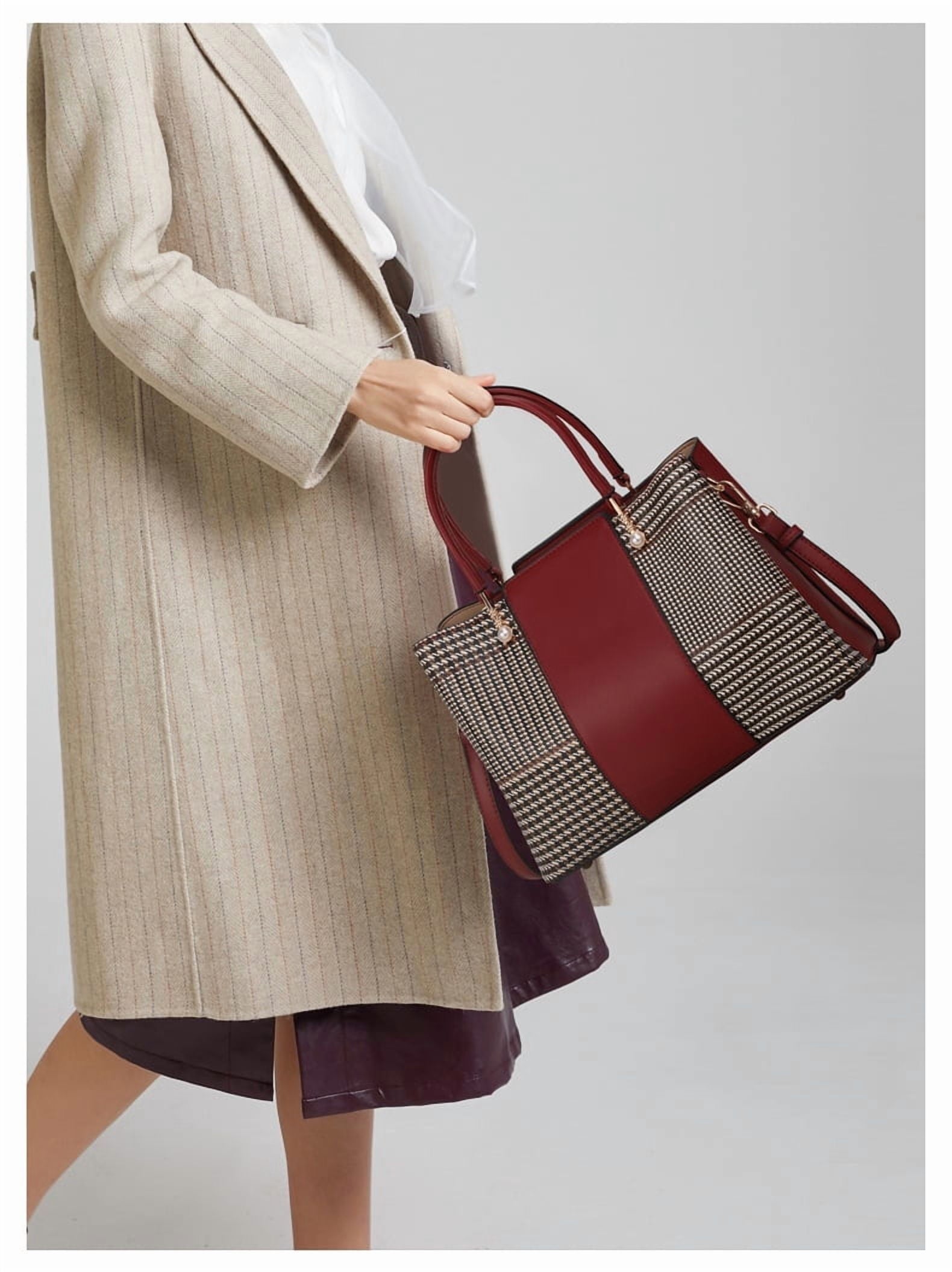 Aidrani Fashion cowhide plaid bag 2024 new large capacity leather women's handbag carrying middle-aged mother bag