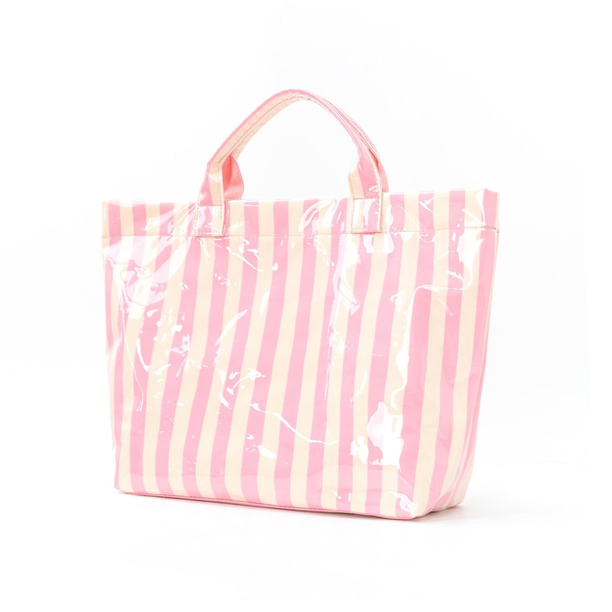 Women’s Waterproof PVC Tote Bag for Women, Large Stripe Plastic Top Handle Oversize Hobo Bag for Travel Work Shopper
