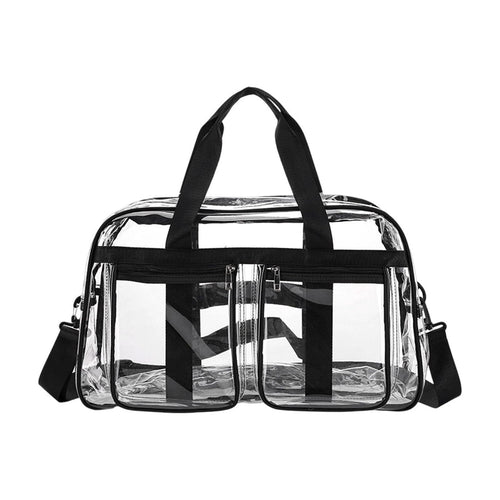 Clear PVC Stadium Approved Travel Bag Large Capacity Tote • Transparent WaterproofGym Bag • Versatile Travel Carryall with Adjustable Strap