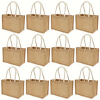 Burlap Jute Canvas Blank Tote Bag, 12-Piece Set