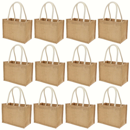 Burlap Jute Canvas Blank Tote Bag, 12-Piece Set