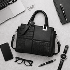 AVMPRO Women's PU Solid Tote Shoulder Handbag, Black