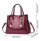 VSFAOV Women Handbags Purse Shiny Patent Leather Crocodile Pattern Top Handle Handbag Satchel Bags Zipper Medium Tote Bag White