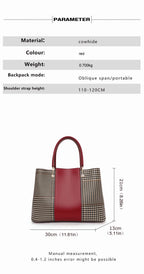 Aidrani Fashion cowhide plaid bag 2024 new large capacity leather women's handbag carrying middle-aged mother bag