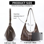 AOUNQ Hobo Bags for Women, Vegan Leather Shoulder Handbag, Stylish Slouchy Tote Bag, Crossbody Purses with Adjustable Wide Strap, Brown