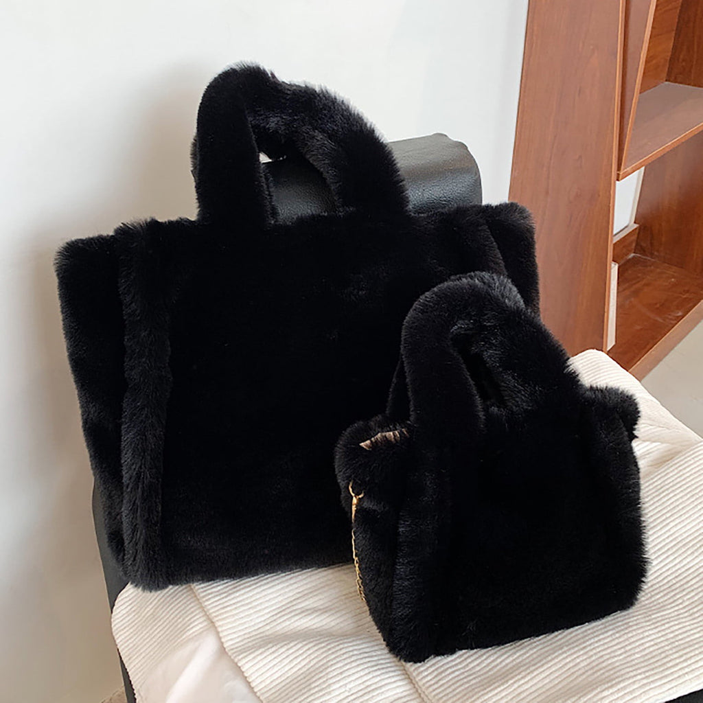 MUSOIE Plush Underarm Bag Ladies Fluffy Shoulder Bag Women Furry Tote Bag Plush Handbag