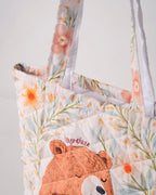 Lotusprint LLC 2D Print Bigfoot Mountain Quilted Tote Bag, Sasquatch Winter Forest Shoulder Handbag