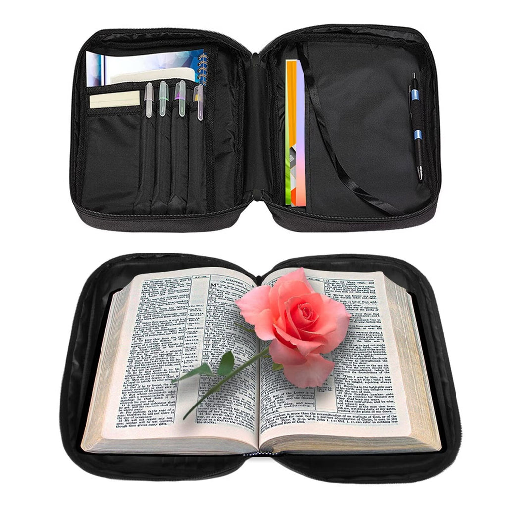 Renewold Casual Cross Bible Case for Men Personalized God is Within Her She Will Not Fall Print Carrier Tote Bag Dustproof Brown Bible Book Covers