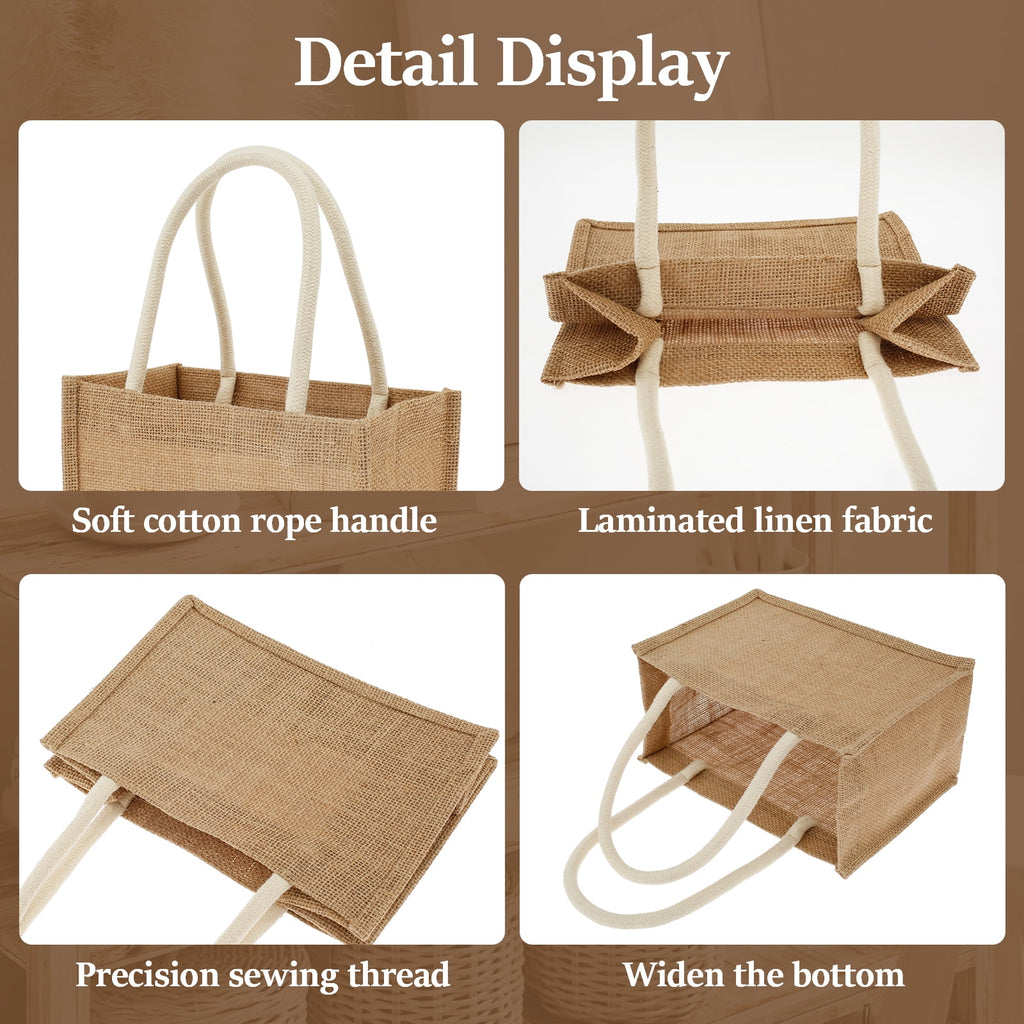 10Pcs Burlap Tote Bags Mini Burlap Beach Bags with Handles Portable Jute Tote Bag Reusable Burlap Bag Multipurpose Burlap Hand Bags for Shopping Trips Beach Tours School Outdoor