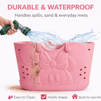 Disney Minnie Mouse EVA Gummy Tote Bag - Waterproof Rubber Beach Bag, Pink Minnie Design, Large 16.5" Carry-All for Pool, Travel & Everyday Use