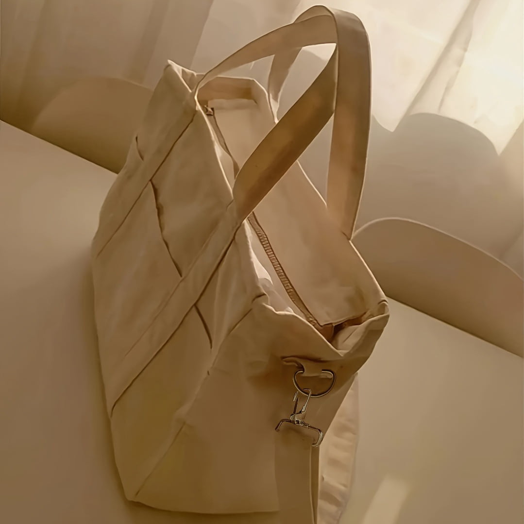 Canvas Tote Bag with Multi-Pocket for Women Large Crossbody Shoulder Handbag Everything Tote Bag with Compartments