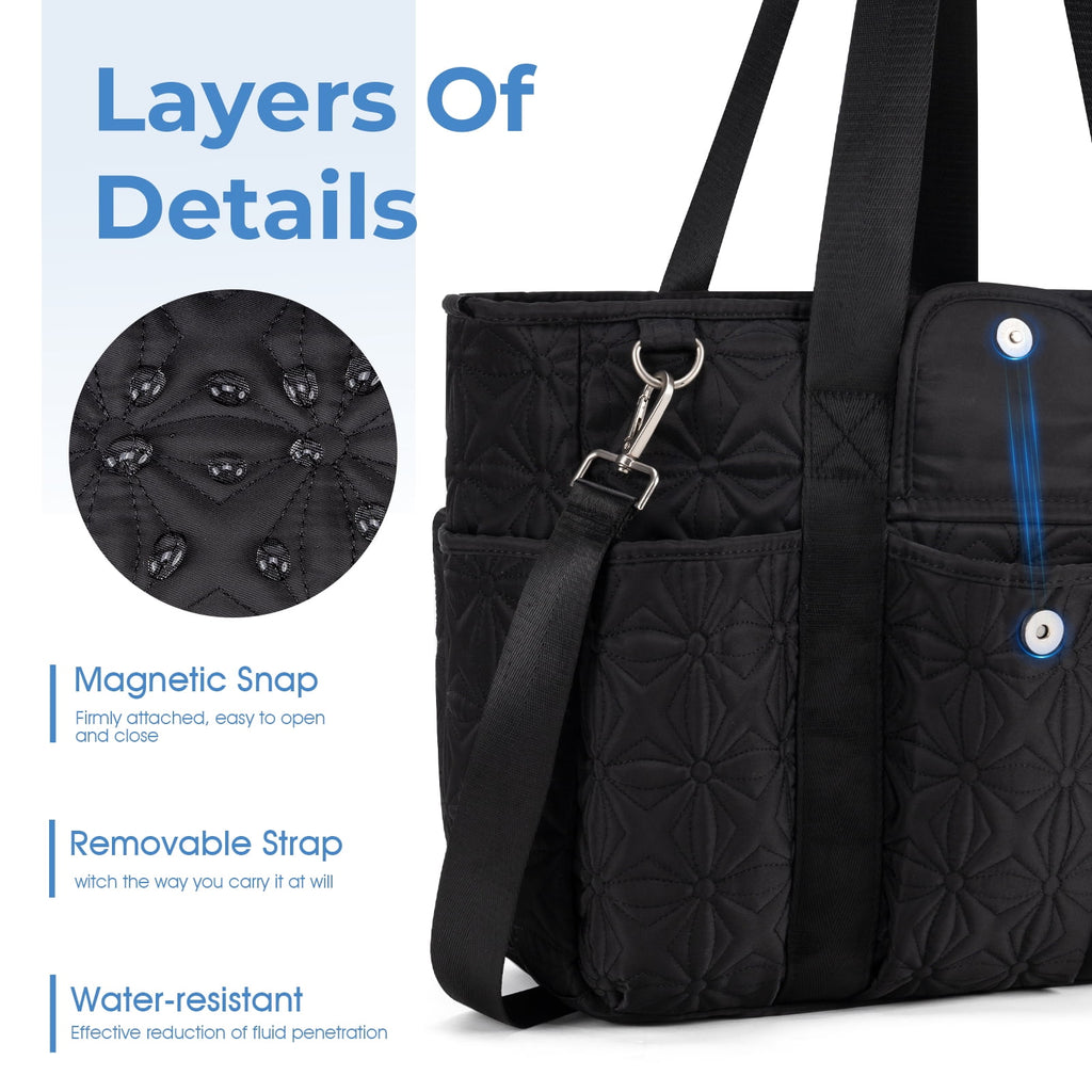 Canvas Tote Bag for Women With Pockets, Kabaqoo Work Crossbody Everyday Satchel, Purses Shoulder Tote Bag