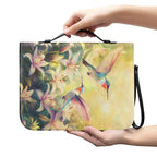 ZUXONGSY Hummingbird Lily Flower Print PU Leather Bible Case for Women Men Lightweight Bible Carrying Tote Bags with Detachable Wristlet Strap Church Bag for Bible Study Bible Gift, L