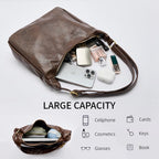 AOUNQ Hobo Bags for Women, Vegan Leather Shoulder Handbag, Stylish Slouchy Tote Bag, Crossbody Purses with Adjustable Wide Strap, Brown