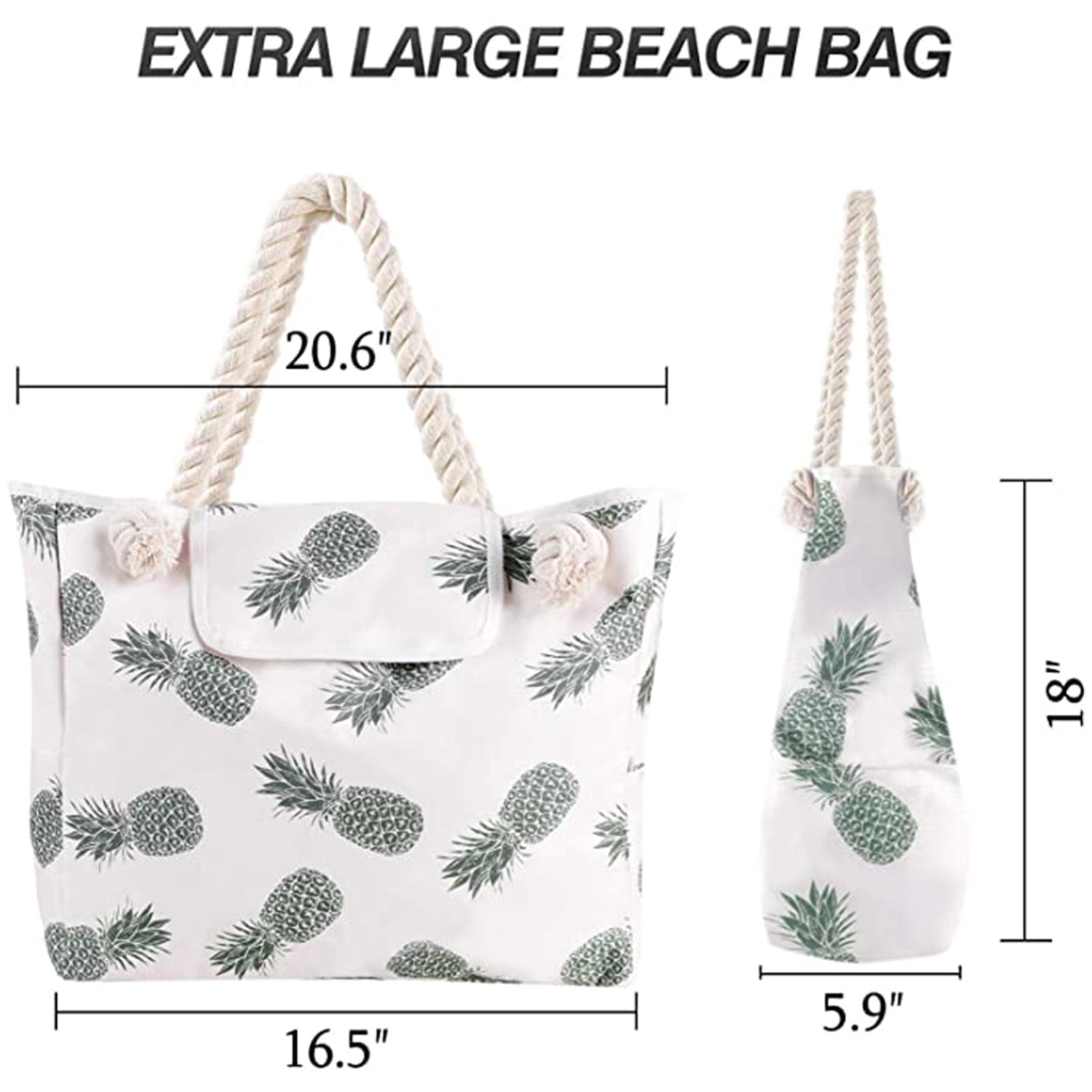 Extra Large Waterproof Canvas Beach Bag With 4 Inner Pockets Personalized Tote Bag Travel Handbag for Women Beach Travel Gym Swim Holiday Short Trip Weekend Getaway Overnight Gift for Friend Women