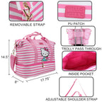 Hello Kitty Character 17" Pink & White Striped Duffle Bag