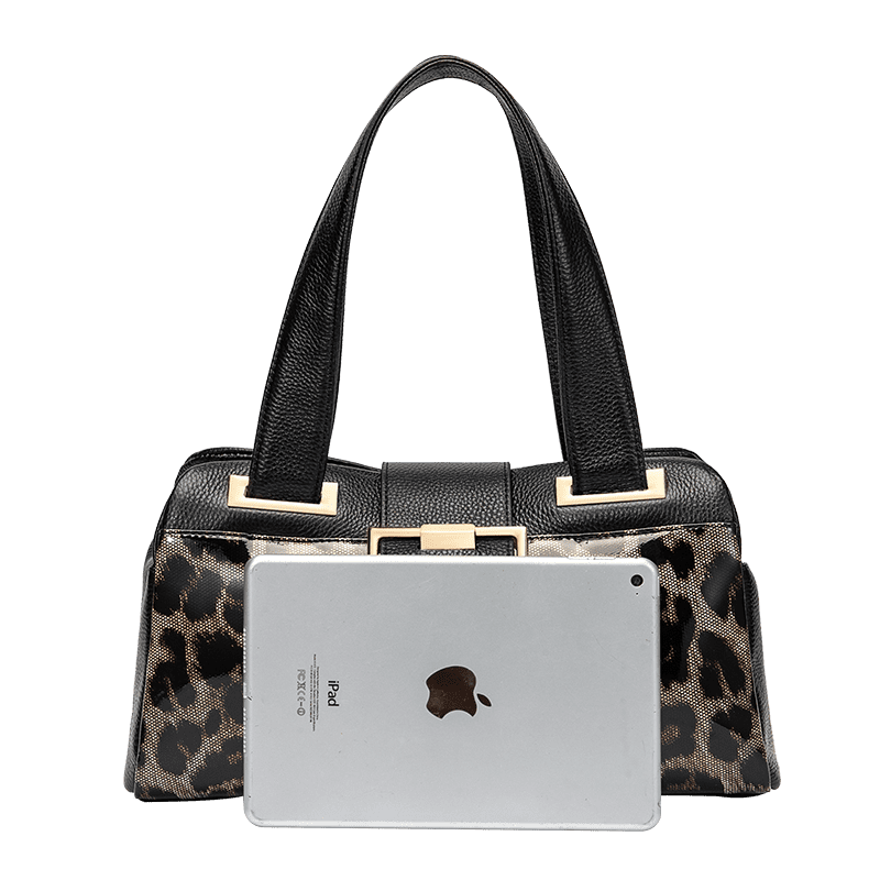 Genuine leather, leopard print, pillow-shaped handbag, wallet, women's, large capacity, detachable shoulder strap, storage bag