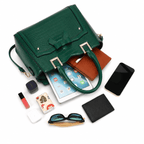 AVMPRO Women's PU Leather Tote Satchel Bag Set, 4-Way Crossbody Purse - Green