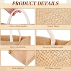 Burlap Jute Canvas Blank Tote Bag, 12-Piece Set