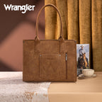Wrangler Aztec Tote Bag for Women Western Shoulder Purse Top Handle Handbag Stylish and Functional Aztec Design， Brown