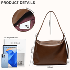 Women Soft Vegan Leather Shoulder Handbag, Casual Tote Bag Handle travel college work handbag handbag coffee