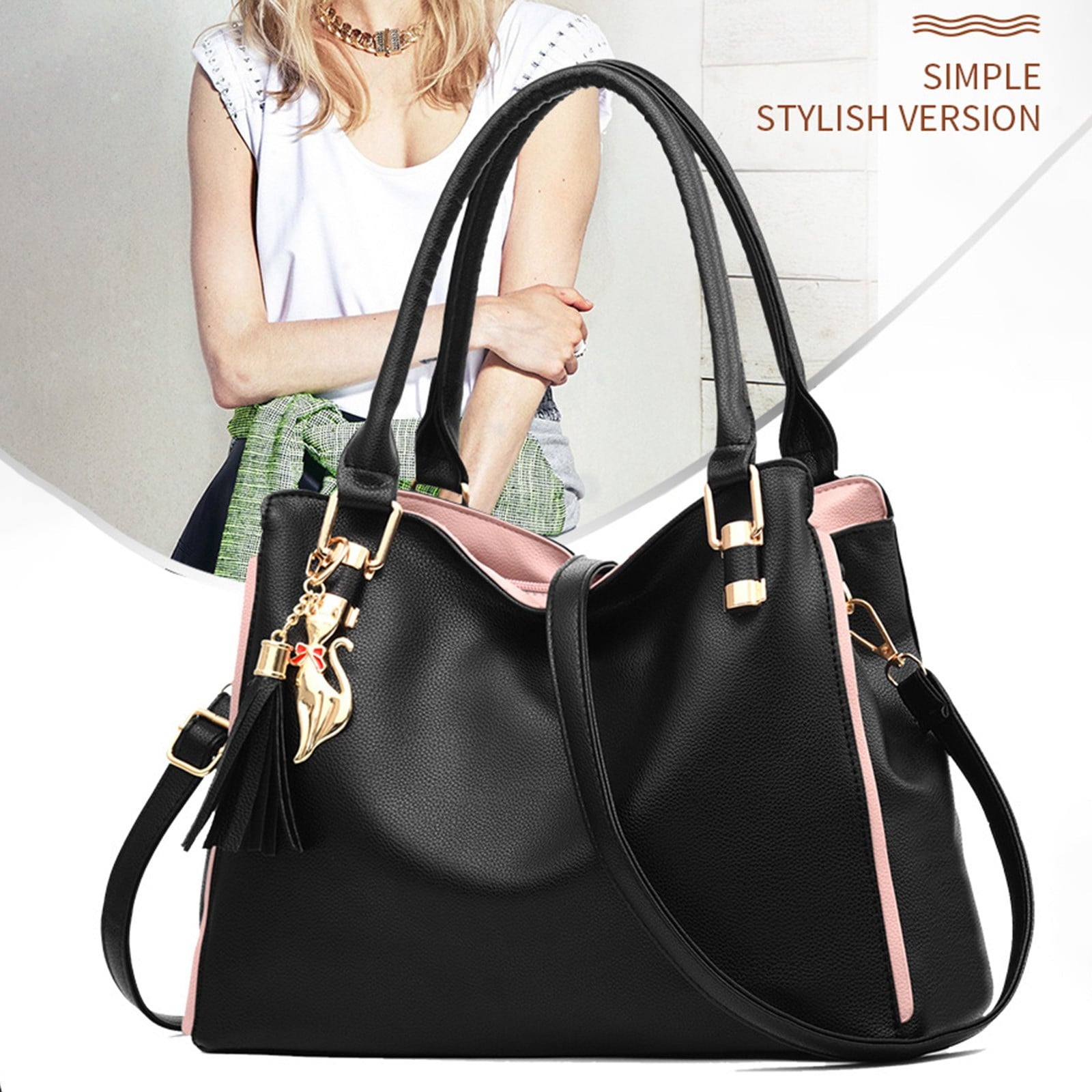 MUSOIE Women Large Capacity Shoulder Bag Crossbody Satchel Bags Trendy Tassel Tote Handbag