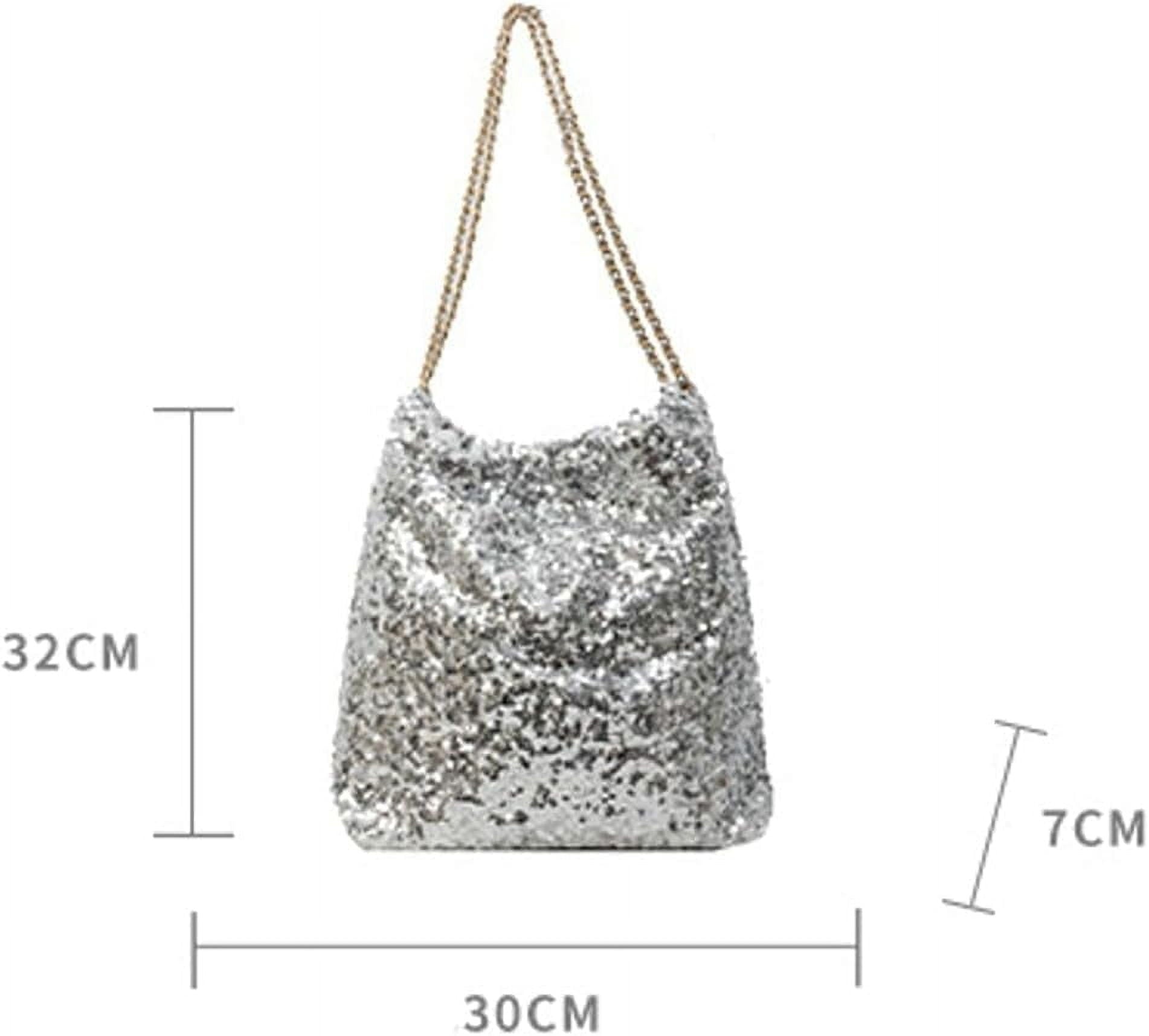 Zhengup Womens Fashion Shoulder Bag Y2k Sparkly Glitter Sequin Purse Large Totes Top Handle Satchel with Chain Party