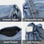 Denim Crossbody Bag Casual Cross body Bag Large Capacity Handbag