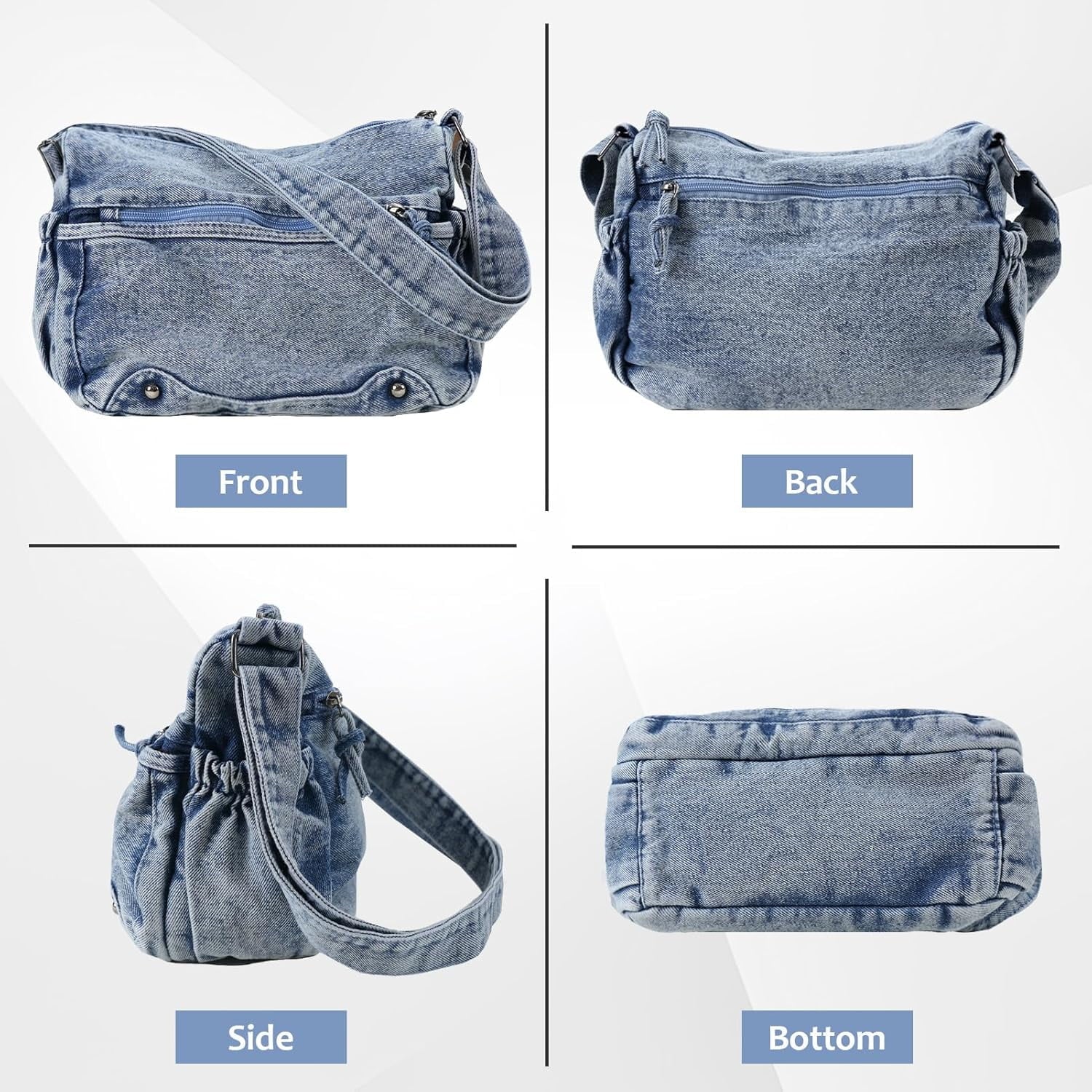 Denim Crossbody Bag Casual Cross body Bag Large Capacity Handbag