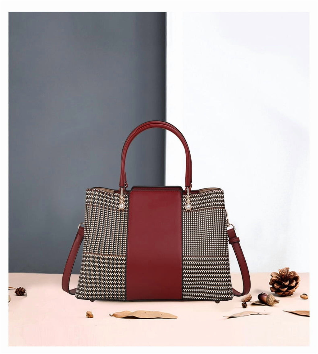 Aidrani Fashion cowhide plaid bag 2024 new large capacity leather women's handbag carrying middle-aged mother bag