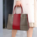Aidrani Fashion cowhide plaid bag 2024 new large capacity leather women's handbag carrying middle-aged mother bag