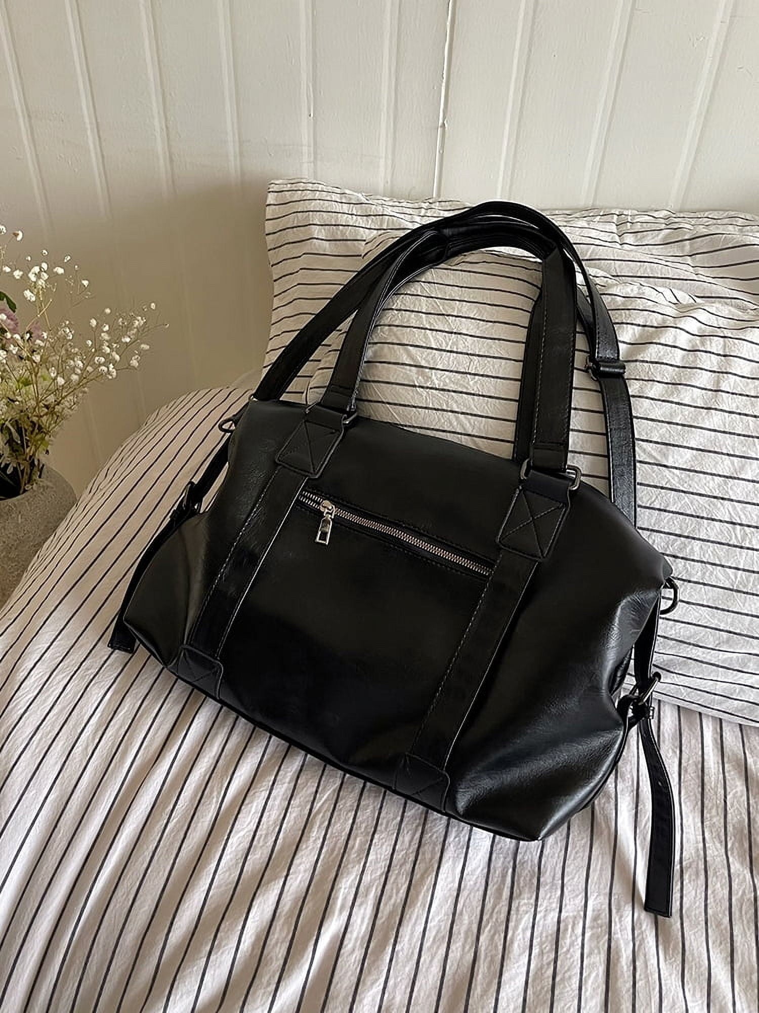Vintage Large Capacity Ladies Messenger Bag Simple Women's Travel Shoulder Bags Soft PU Leather Female Handbags Big Tote Purse
