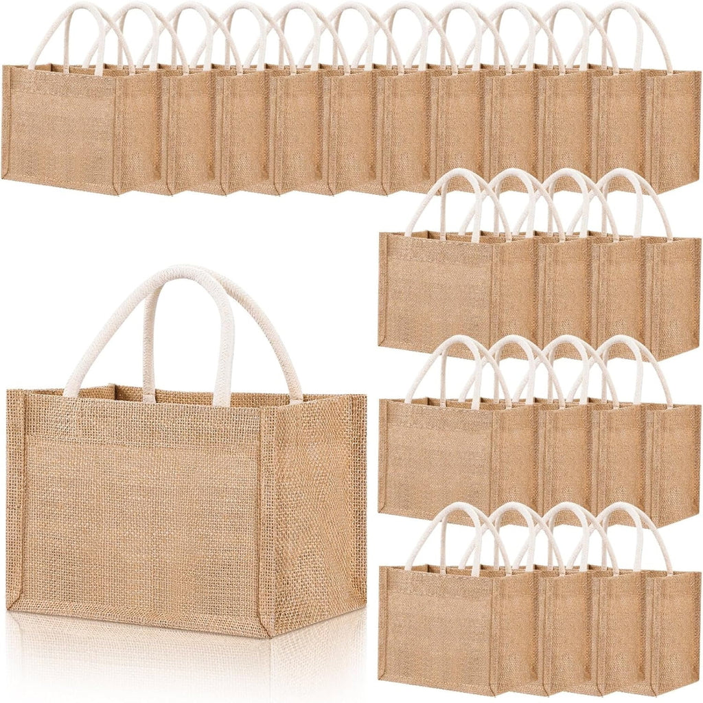 Burlap Jute Canvas Blank Tote Bag, 12-Piece Set
