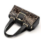 Genuine leather, leopard print, pillow-shaped handbag, wallet, women's, large capacity, detachable shoulder strap, storage bag
