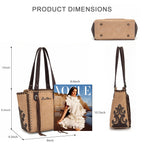 Montana West Western Tote Bag for Women Studded PU Leather Handbag with Fringe Tassel Fashion Medium Size Shoulder Purse Cowgirl Style Tote, Tan
