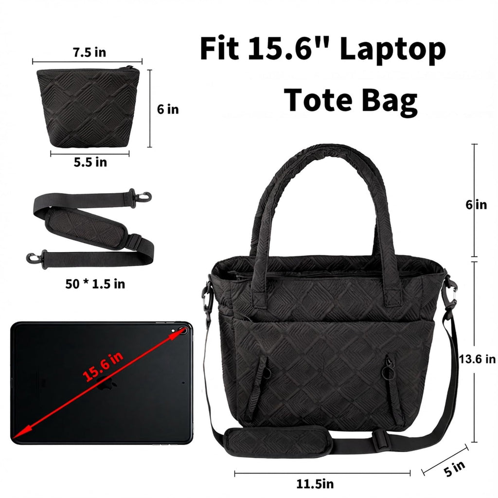 Tote Bag for Women, Lightweight Puffy Tote Bag with Compartments Shoulder Bag Handbag for Travel, Work, Gym | Lightweight, Puffy, Quilted, for Travel, Work
