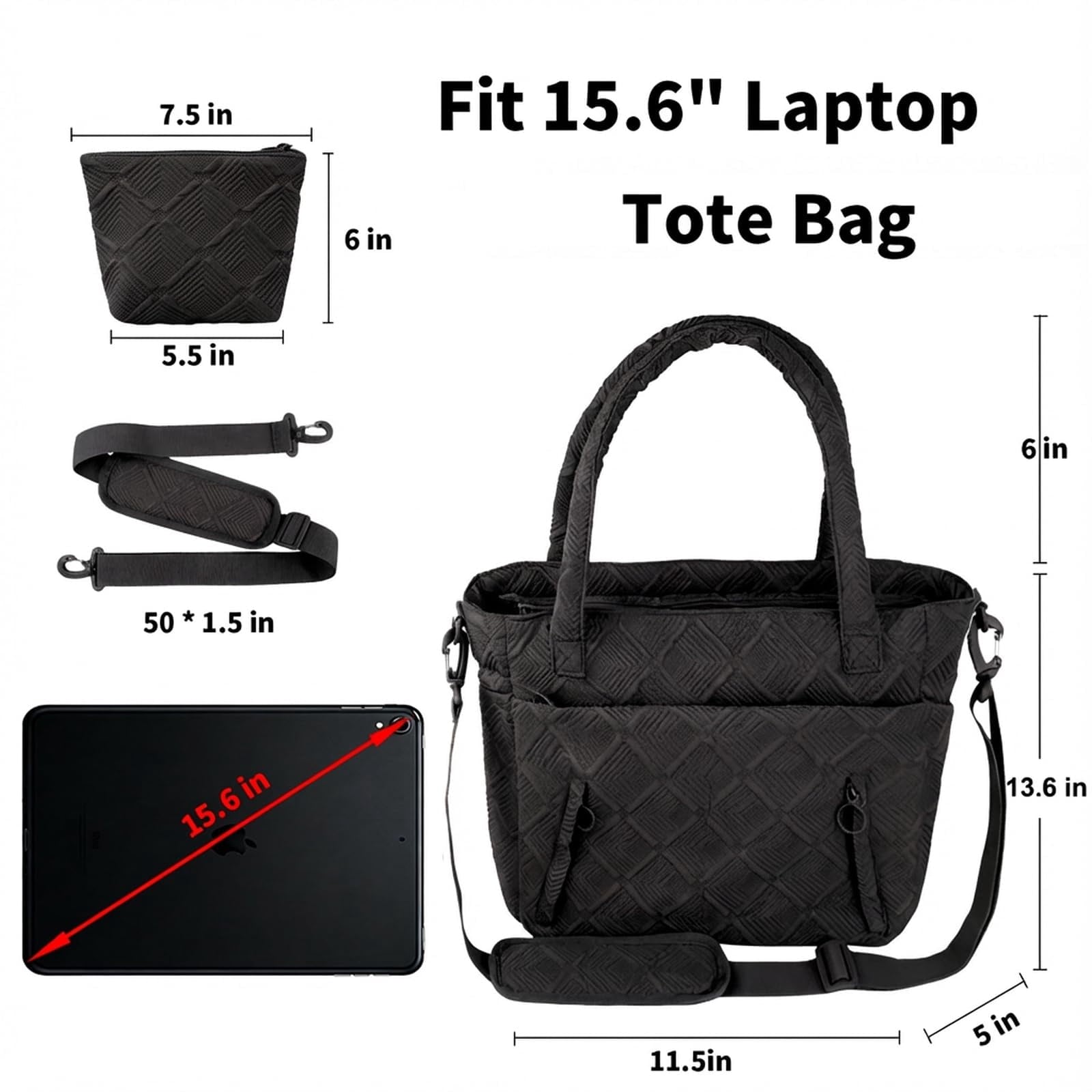 Tote Bag for Women, Lightweight Puffy Tote Bag with Compartments Shoulder Bag Handbag for Travel, Work, Gym | Lightweight, Puffy, Quilted, for Travel, Work
