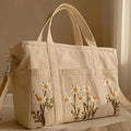 Canvas Tote Bag with Multi-Pocket for Women Large Crossbody Shoulder Handbag Everything Tote Bag with Compartments