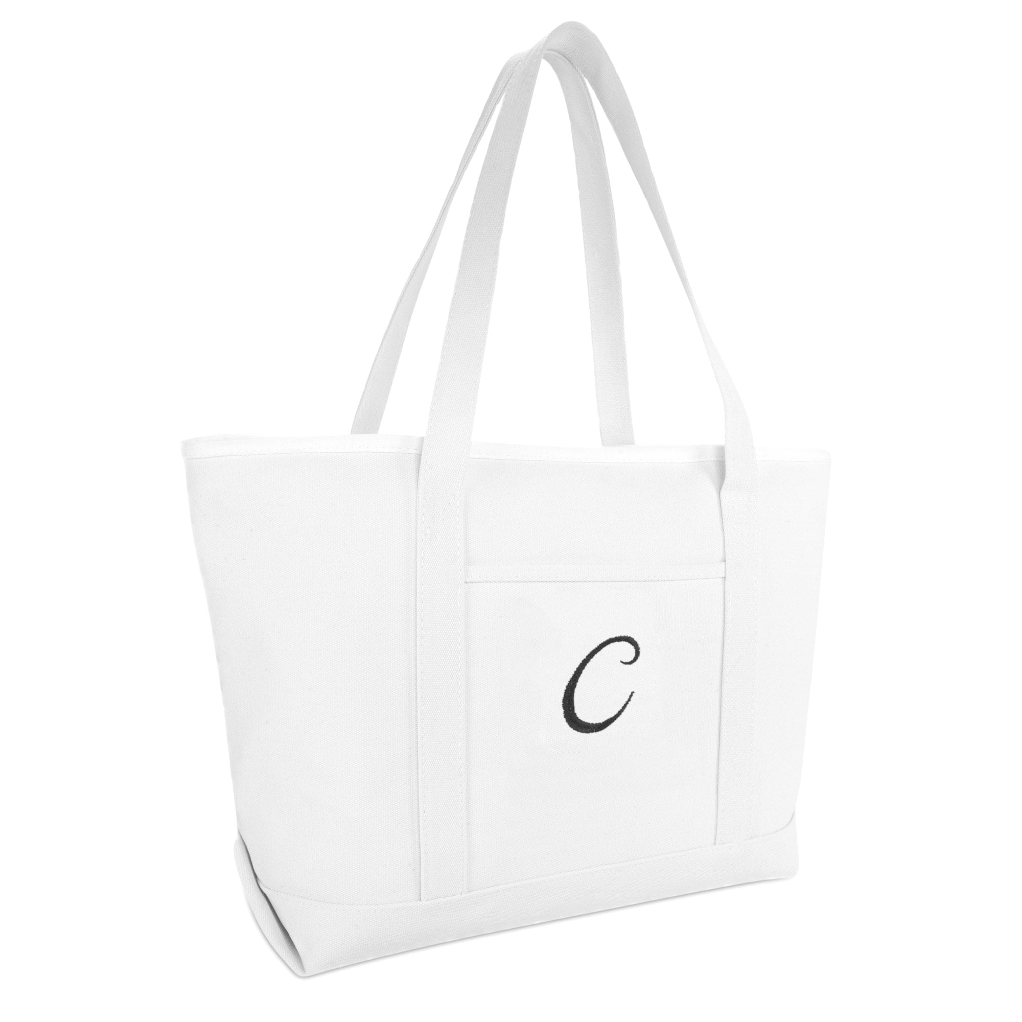 Large Canvas Tote Bag for Women Work Bag Beach Totes Monogrammed White A - Tote Bag