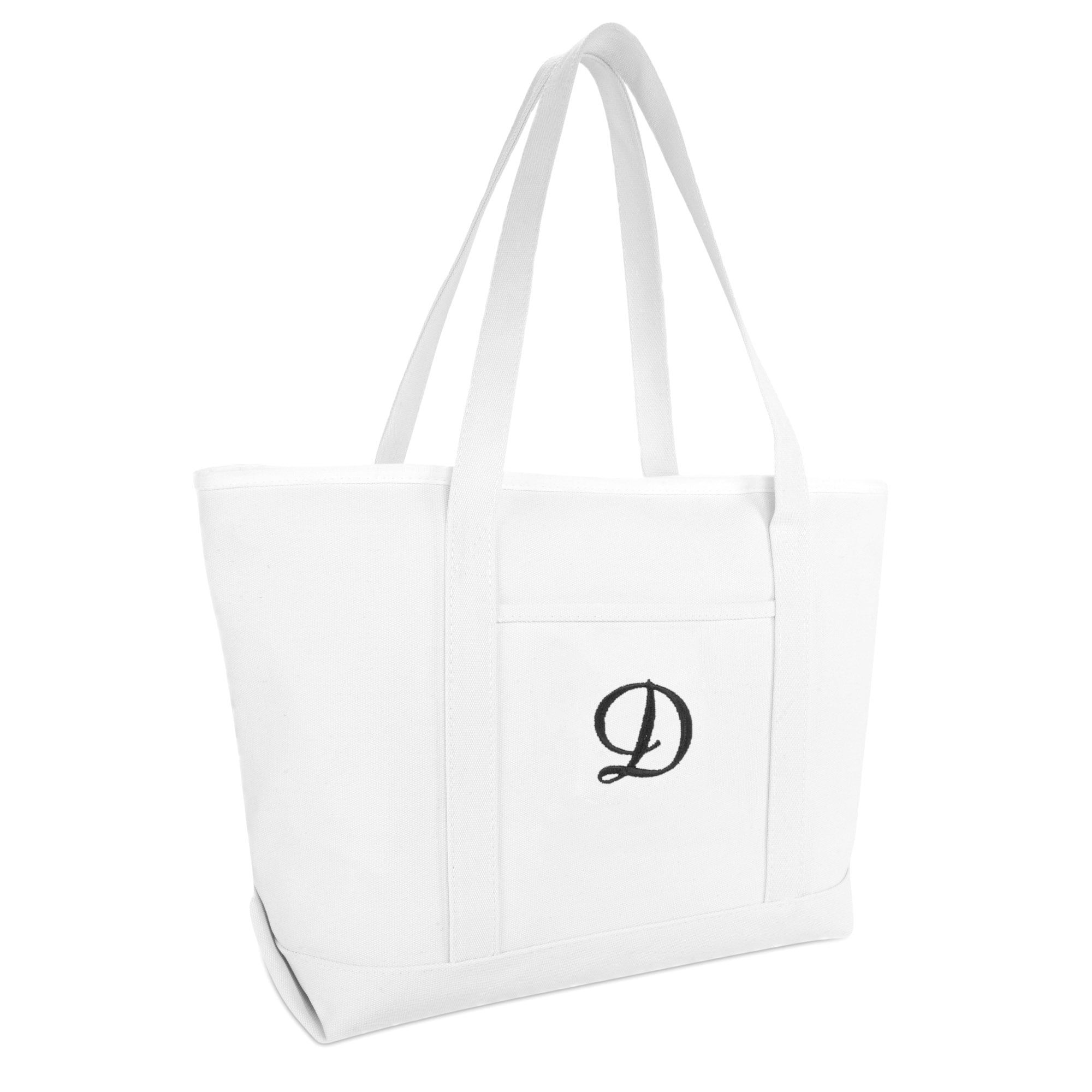 Large Canvas Tote Bag for Women Work Bag Beach Totes Monogrammed White A - Tote Bag