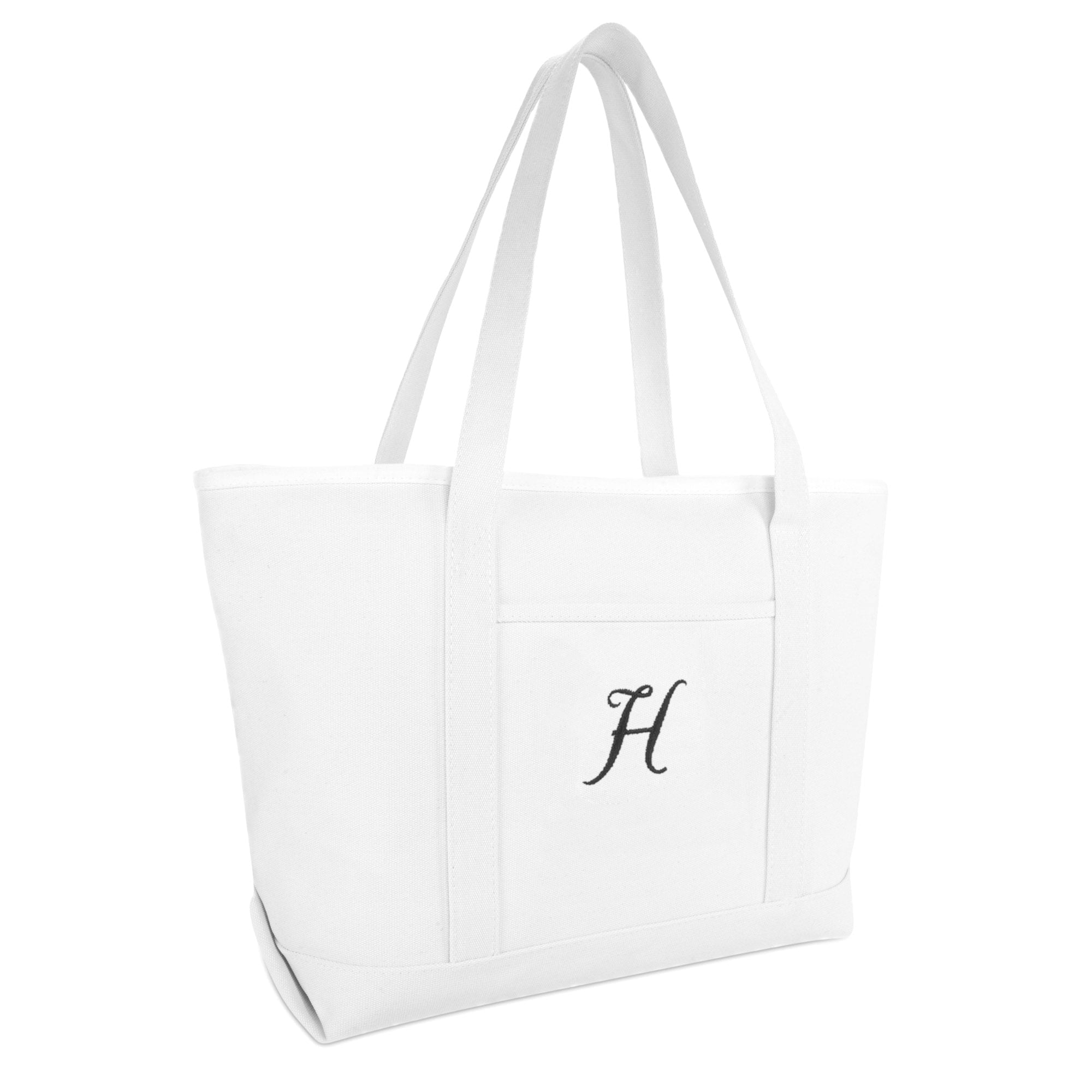 Large Canvas Tote Bag for Women Work Bag Beach Totes Monogrammed White A - Tote Bag