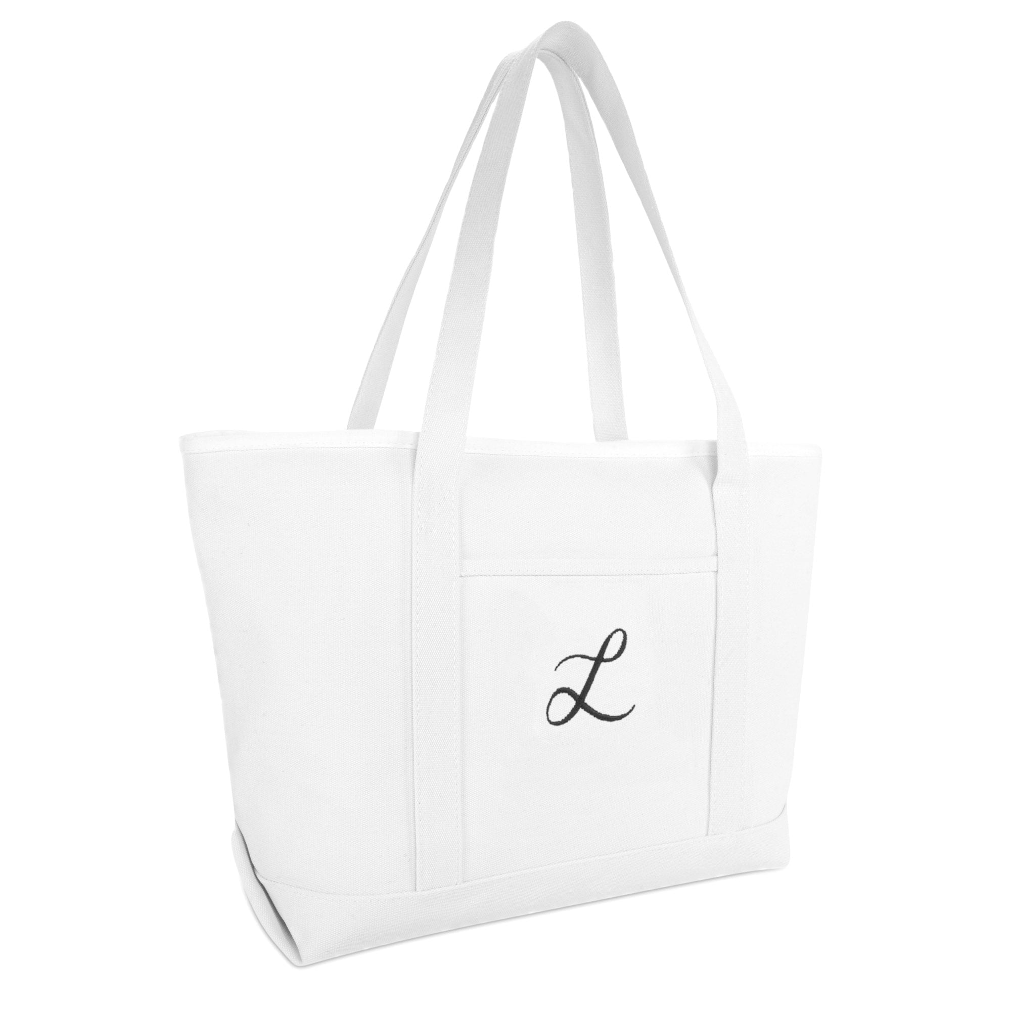 Large Canvas Tote Bag for Women Work Bag Beach Totes Monogrammed White A - Tote Bag