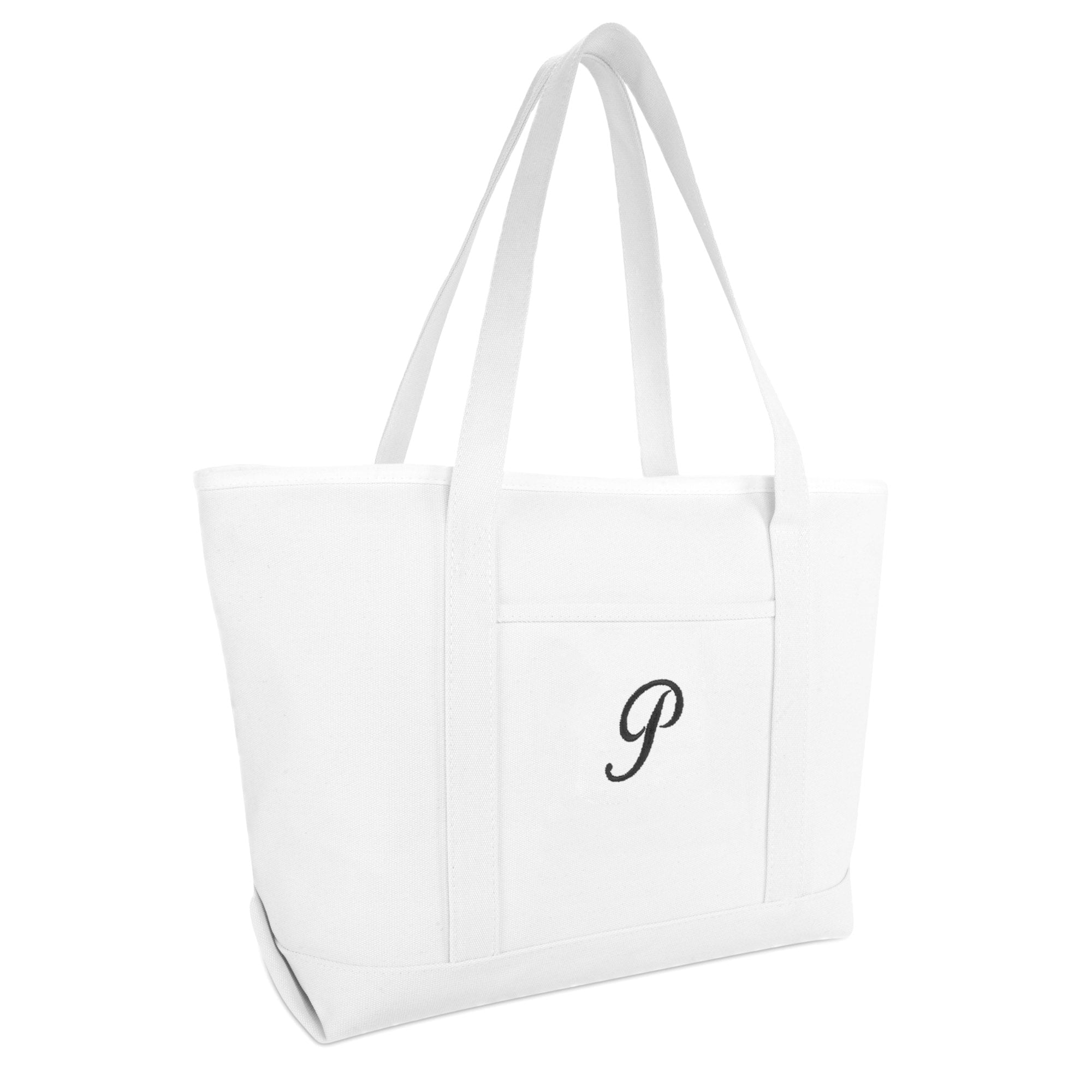 Large Canvas Tote Bag for Women Work Bag Beach Totes Monogrammed White A - Tote Bag