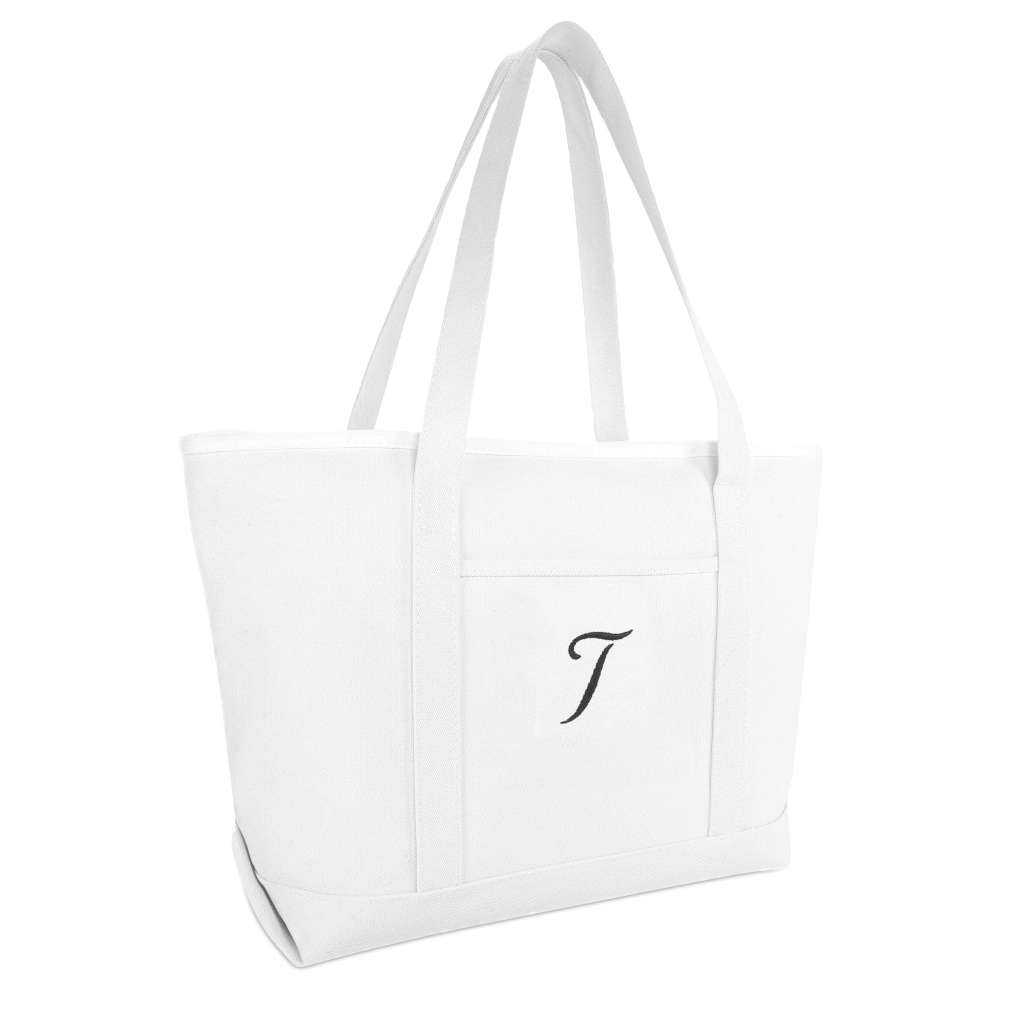 Large Canvas Tote Bag for Women Work Bag Beach Totes Monogrammed White A - Tote Bag
