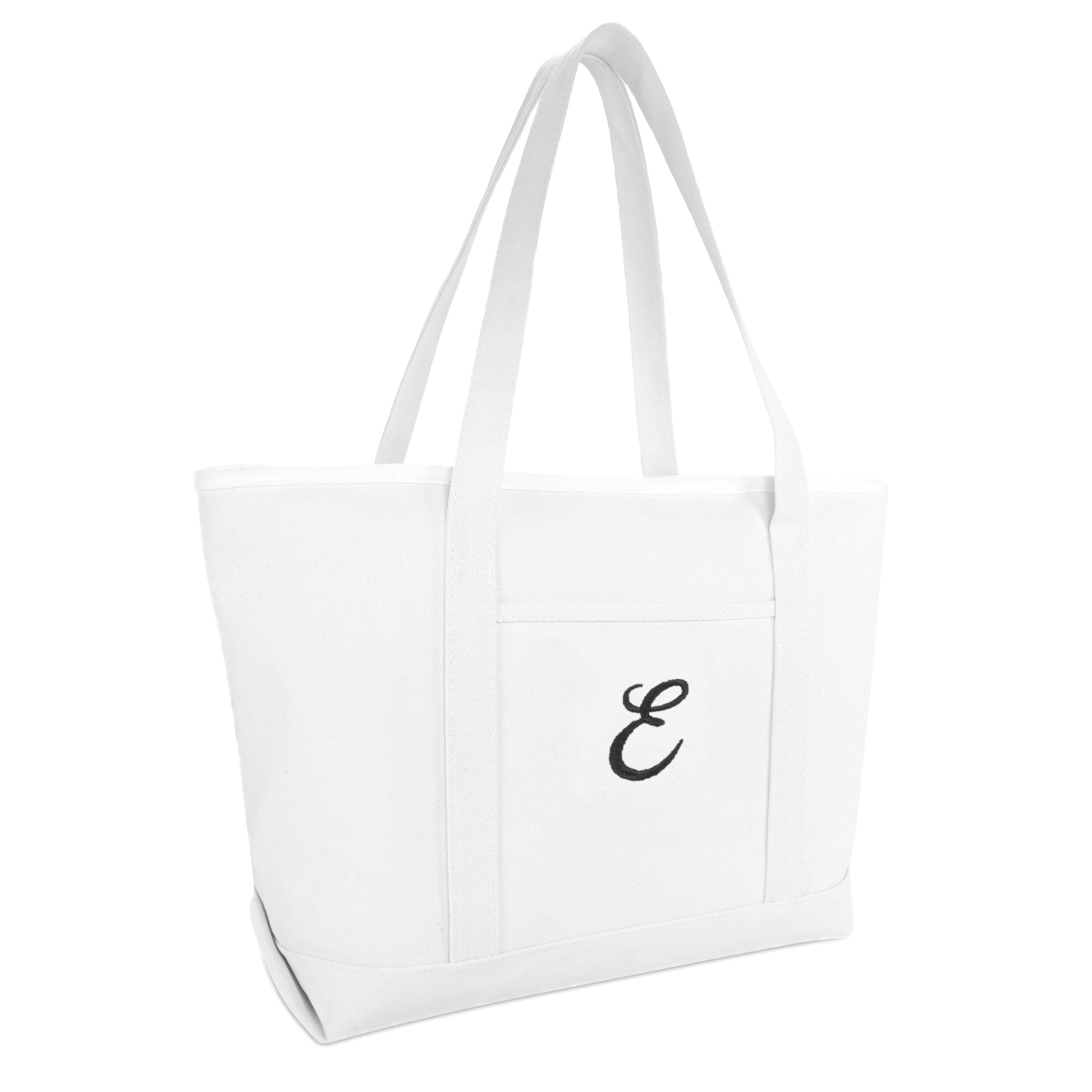 Large Canvas Tote Bag for Women Work Bag Beach Totes Monogrammed White A - Tote Bag