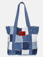 Kacey Lee Women's Denim Tote Bag, Denim Patchwork