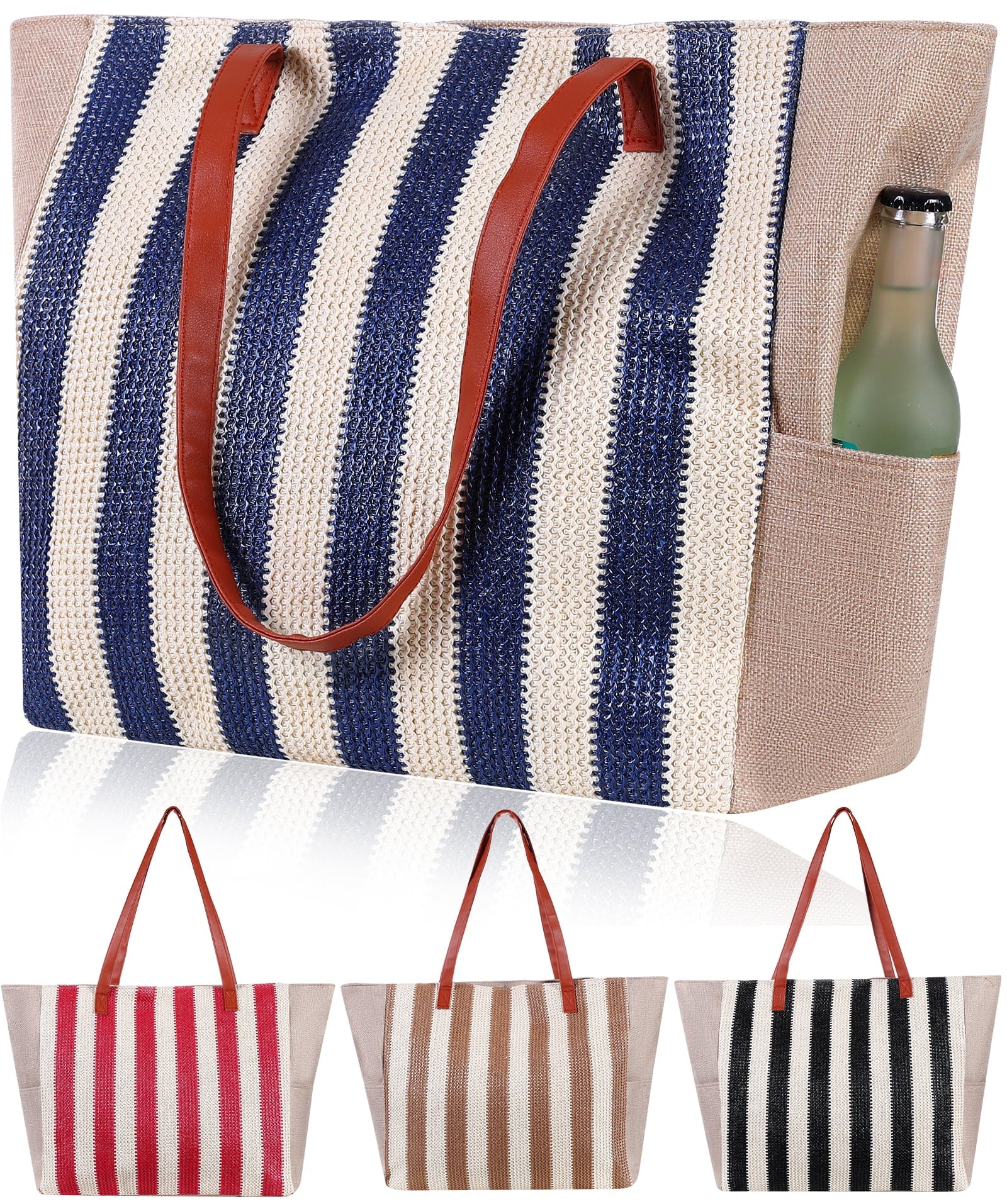 Large Printed Beach Bag Totes for Women Vacation Waterproof Sandproof Personalized Girl Canvas Beach Tote Bags with Zipper Pockets For Swim Pool Gym Hiking Picnic Travel Necessities Bride Handbag Gift - Beach Bag
