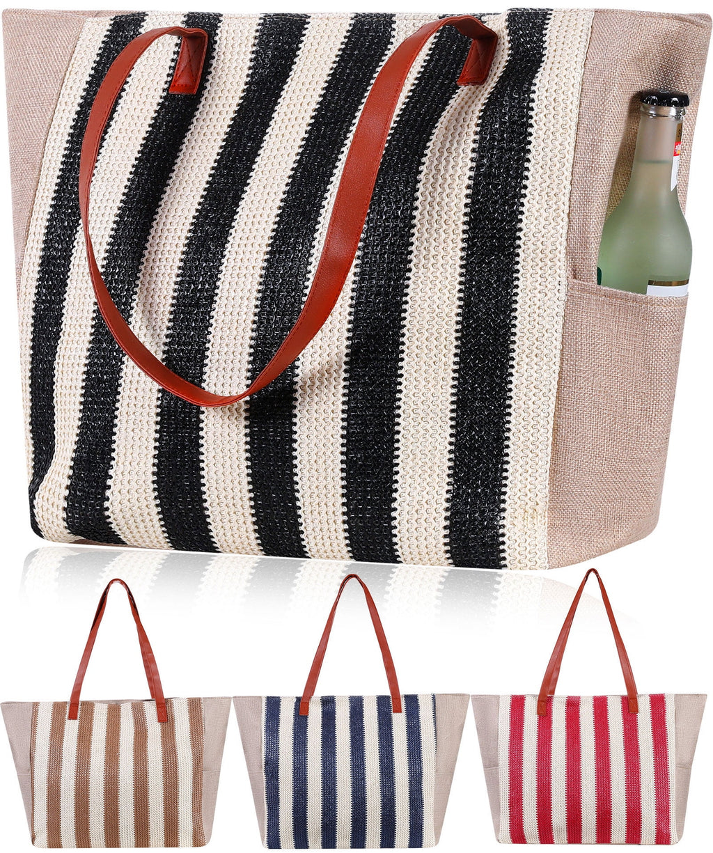 Large Printed Beach Bag Totes for Women Vacation Waterproof Sandproof Personalized Girl Canvas Beach Tote Bags with Zipper Pockets For Swim Pool Gym Hiking Picnic Travel Necessities Bride Handbag Gift - Beach Bag
