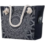 Large Printed Beach Bag Totes for Women Vacation Waterproof Sandproof Personalized Girl Canvas Beach Tote Bags with Zipper Pockets For Swim Pool Gym Hiking Picnic Travel Necessities Bride Handbag Gift - Beach Bag