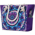 Large Printed Beach Bag Totes for Women Vacation Waterproof Sandproof Personalized Girl Canvas Beach Tote Bags with Zipper Pockets For Swim Pool Gym Hiking Picnic Travel Necessities Bride Handbag Gift - Beach Bag